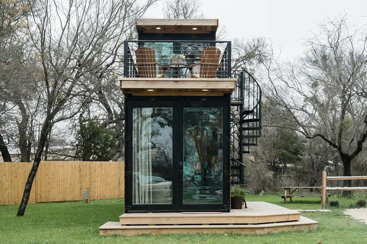 Tiny Prefab Home with big glass doors