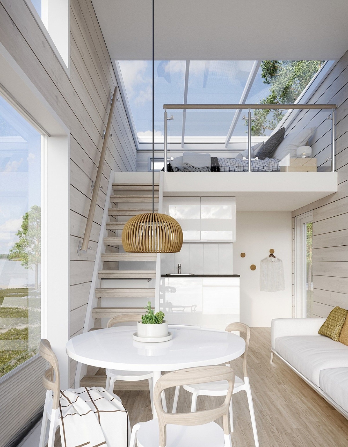 Loft Style tiny home with glass roof