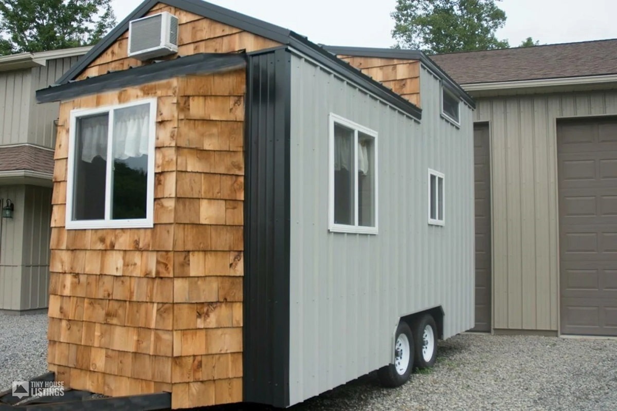 grey trailer tiny house