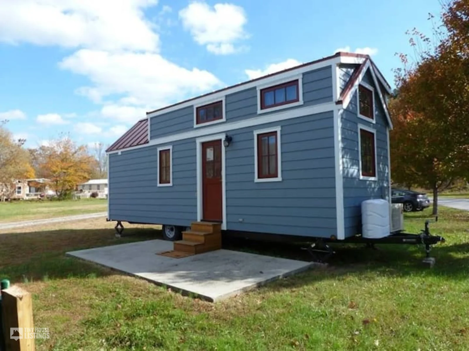 Blue Mobile tiny home on wheels