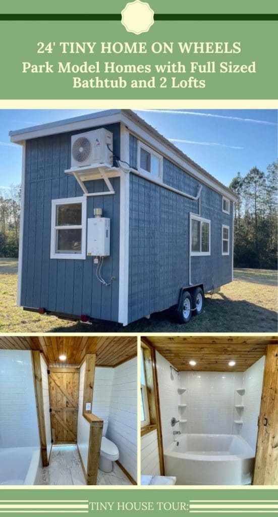 24' Tiny Home on Wheels With Full Sized Bathtub and 2 Lofts PIN (1)