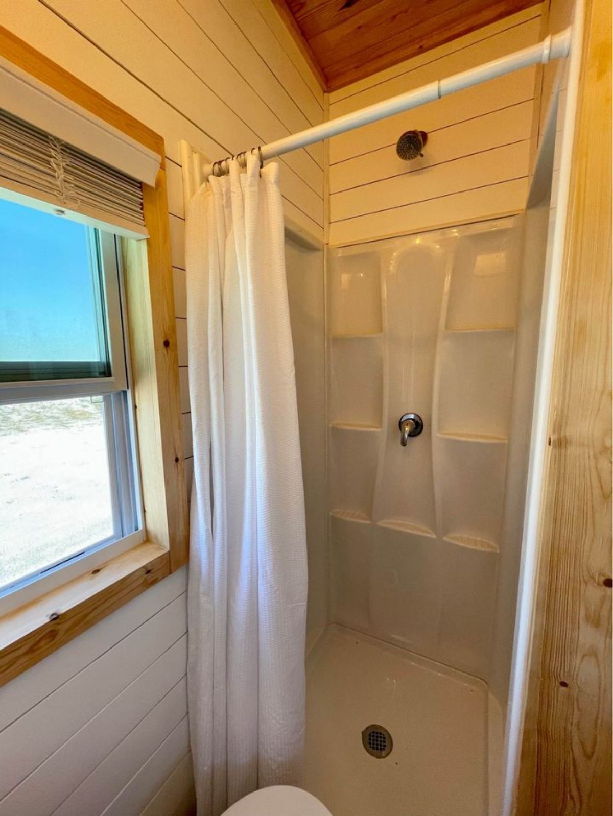 Shower area of 14' Tiny Camper on Wheels
