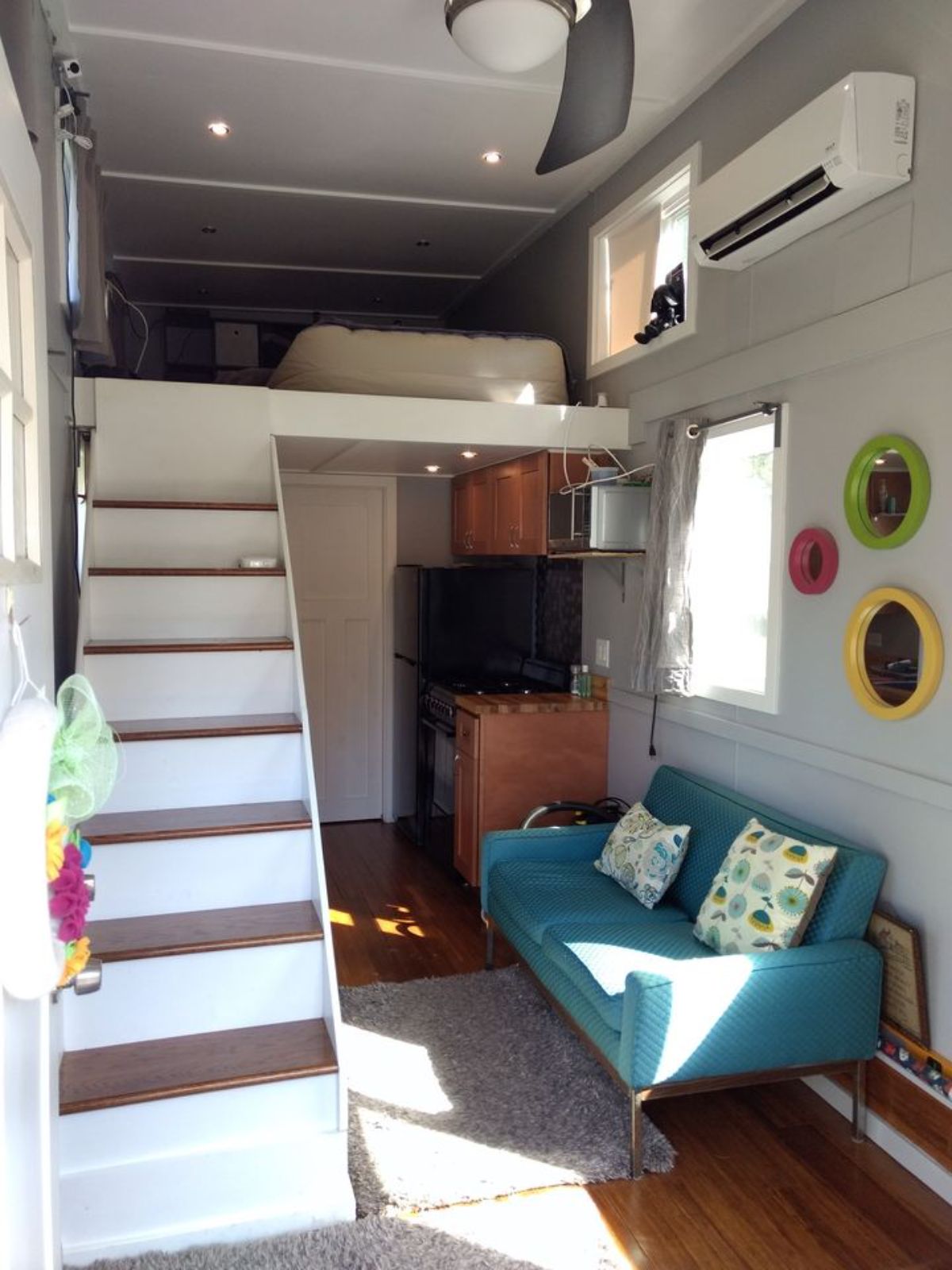 Overall view of 196 sf Tiny House on Wheels from inside
