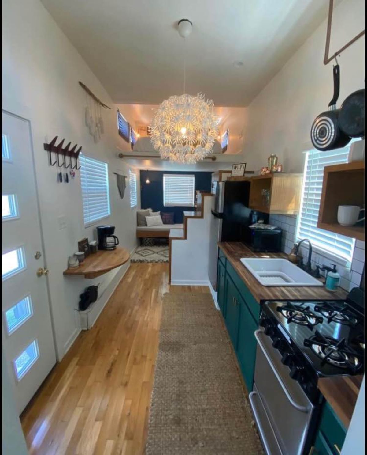 Full view of stunning 24' Tiny Home from inside