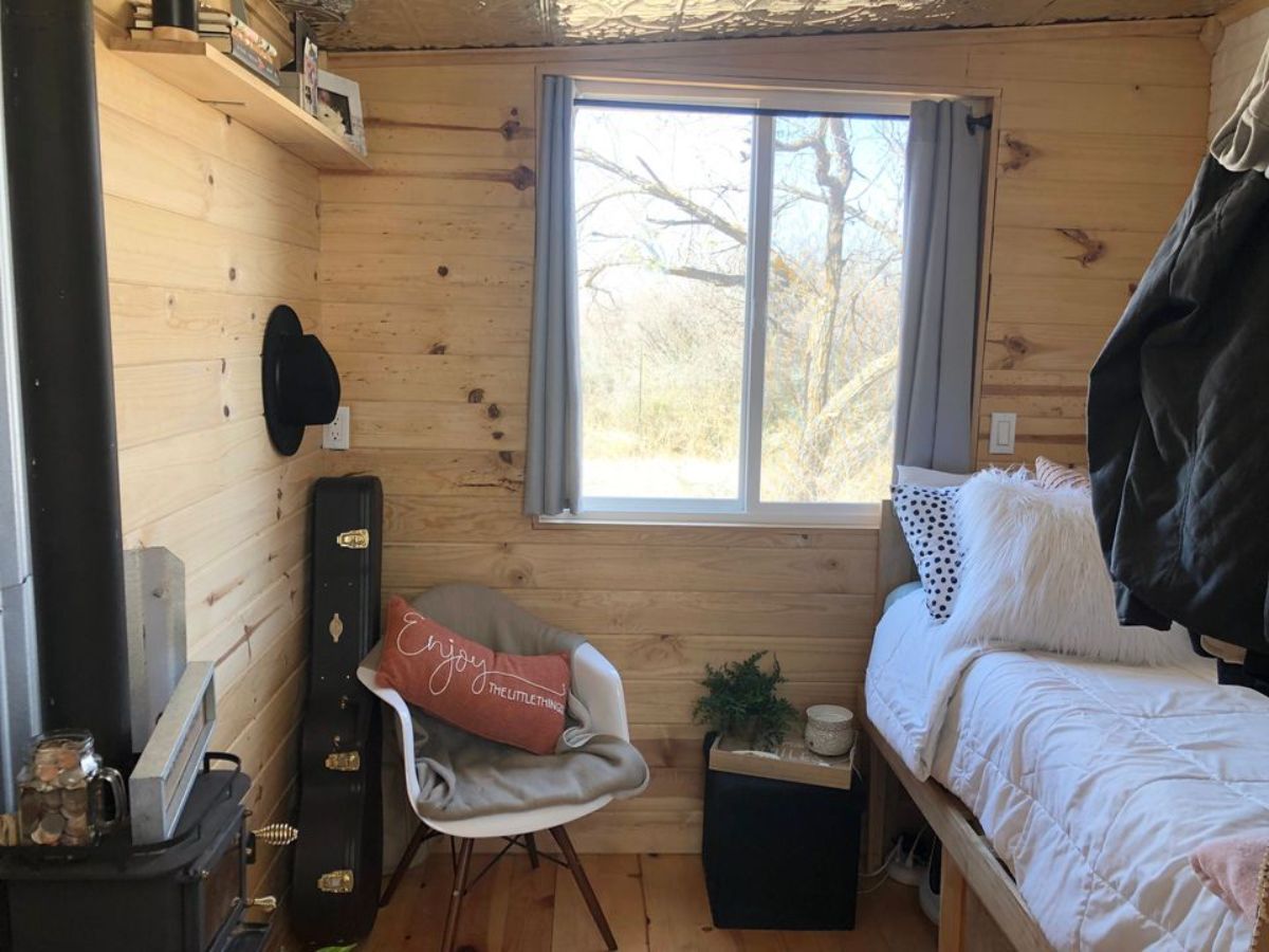 cozy little bedroom in a tiny house