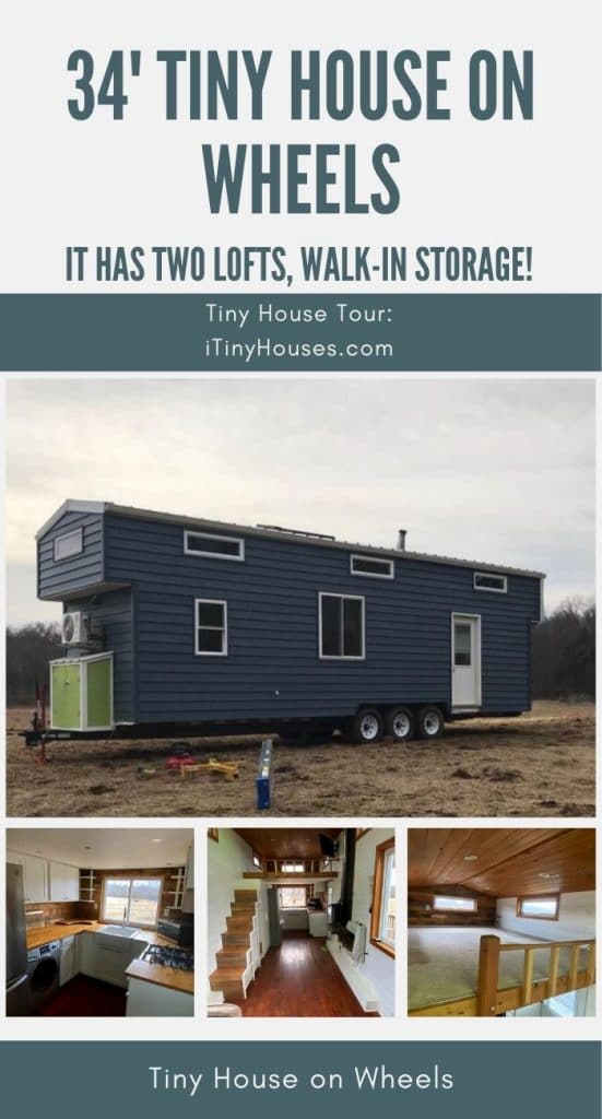 34' Tiny House on Wheels Has Two Lofts, Walk-In Storage PIN (1)