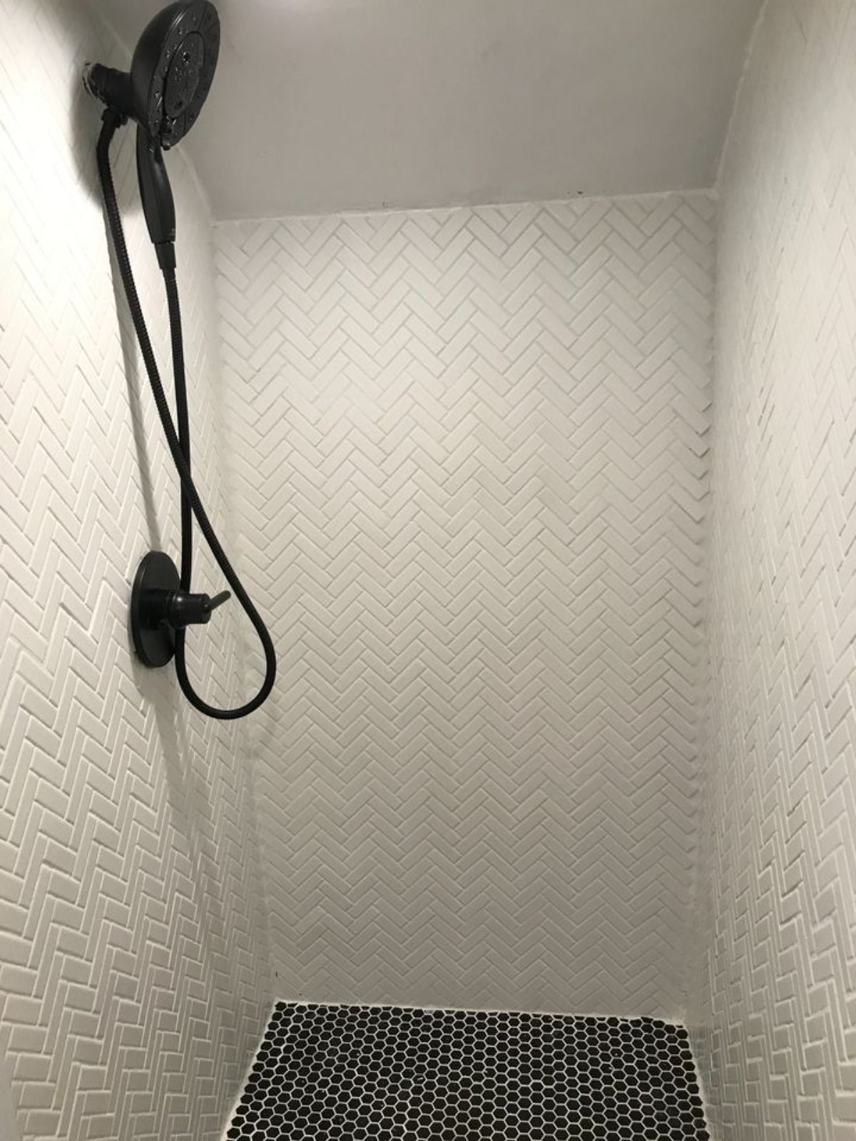 Shower area of of 37’ Converted School Bus