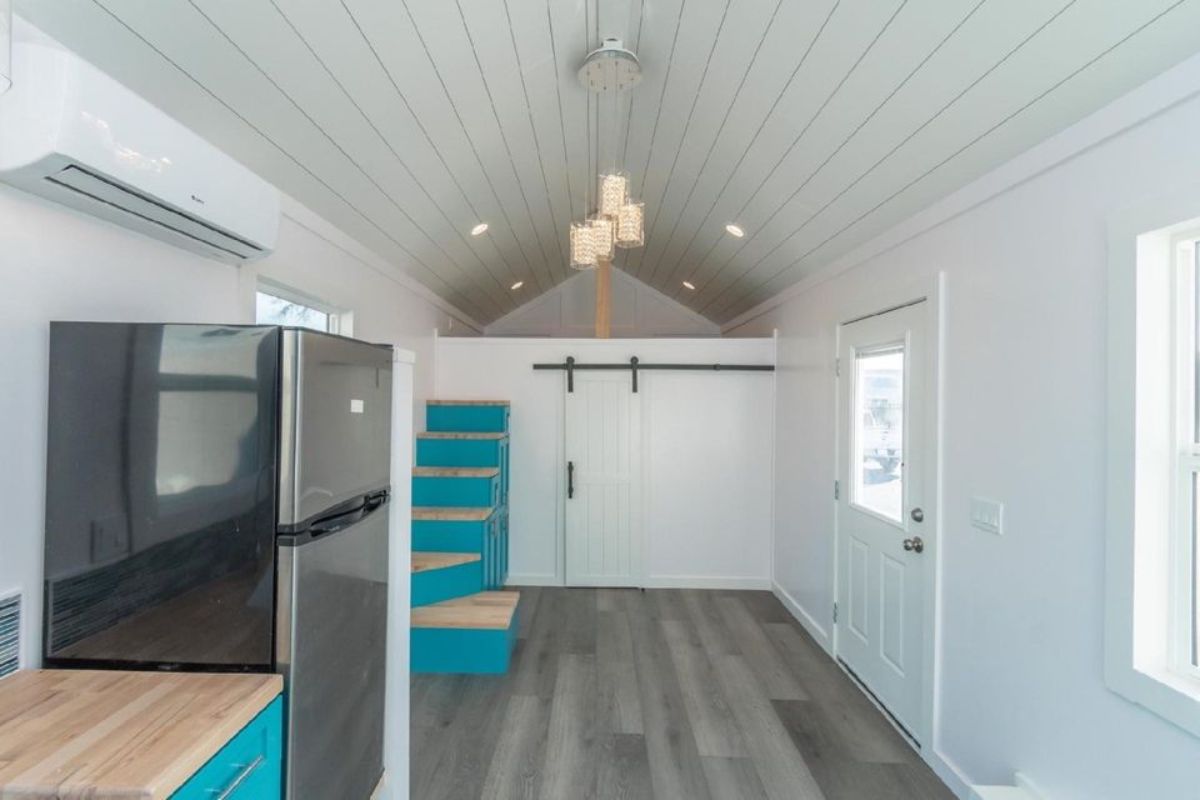 Living area of 34’ Tiny Home on Wheels