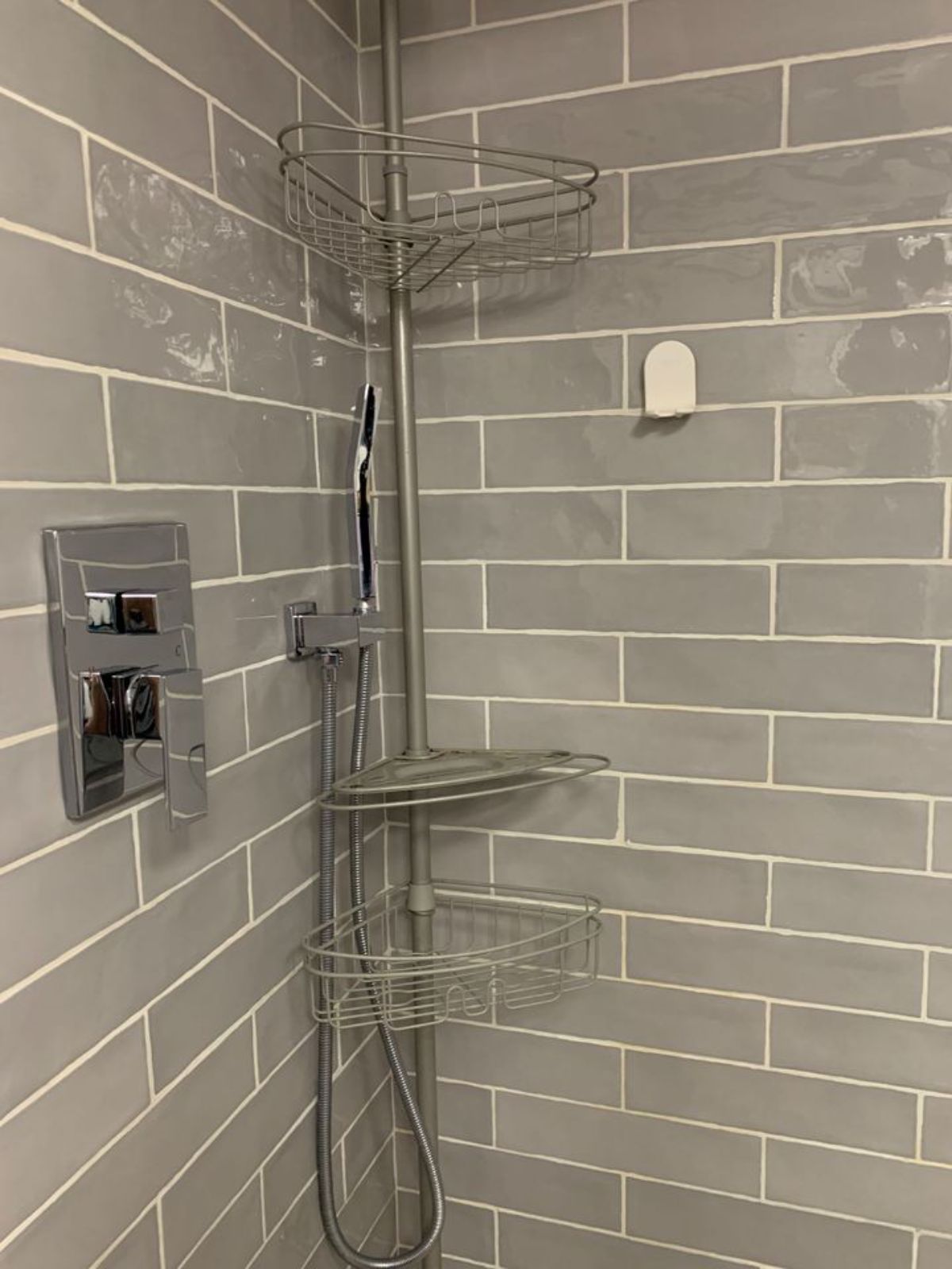 Rack for toiletries in Shower area of 34’ Tiny Home on Wheels
