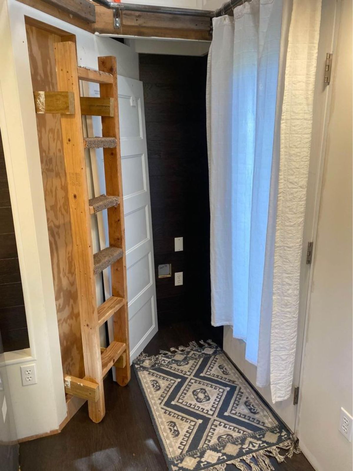 Ladder for accessing the bedroom area of Fully Furnished 12' Micro Tiny Home