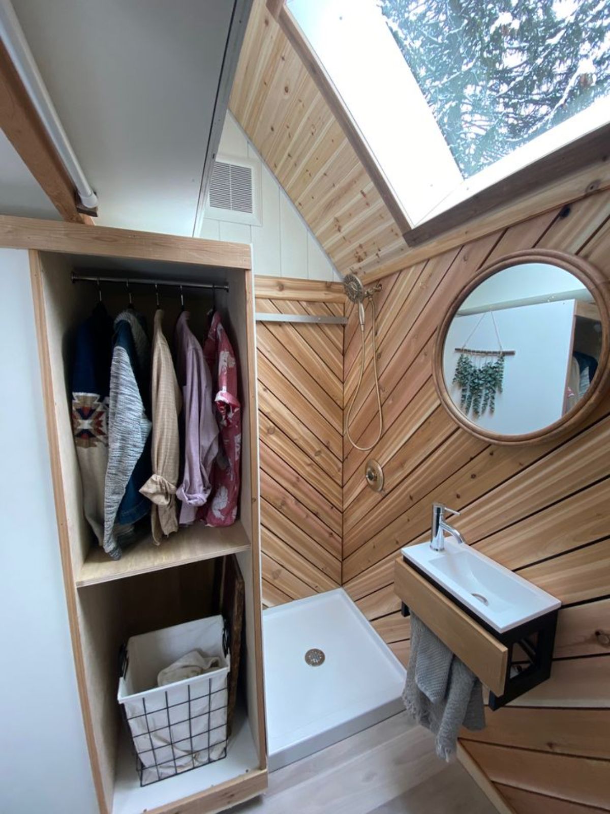 Well designed and stylish bathroom of tiny house