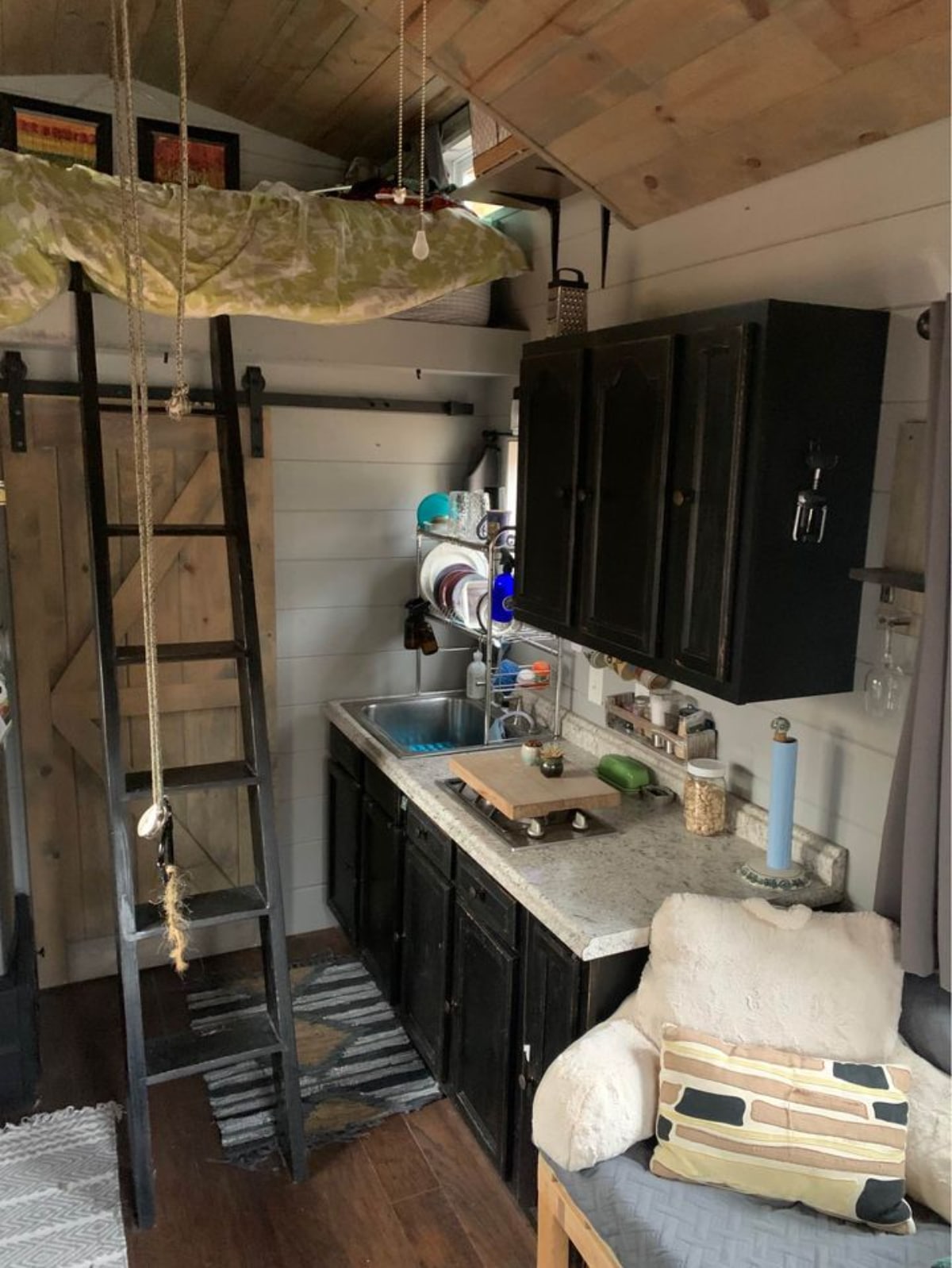 Kitchen area of 180 sf Adorable Tiny House on Wheels