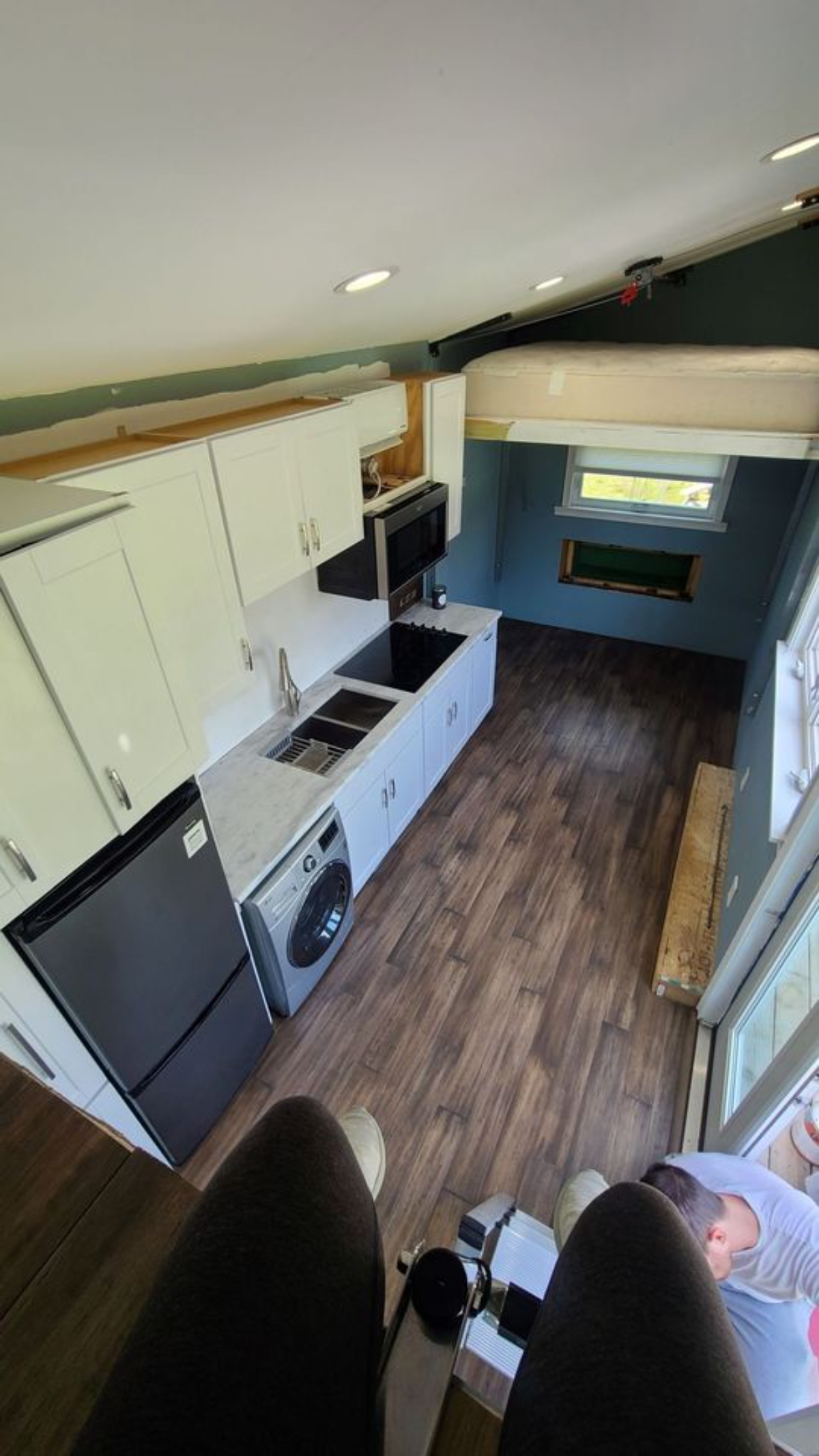 Kitchen area view from the loft of 24' Tiny Home