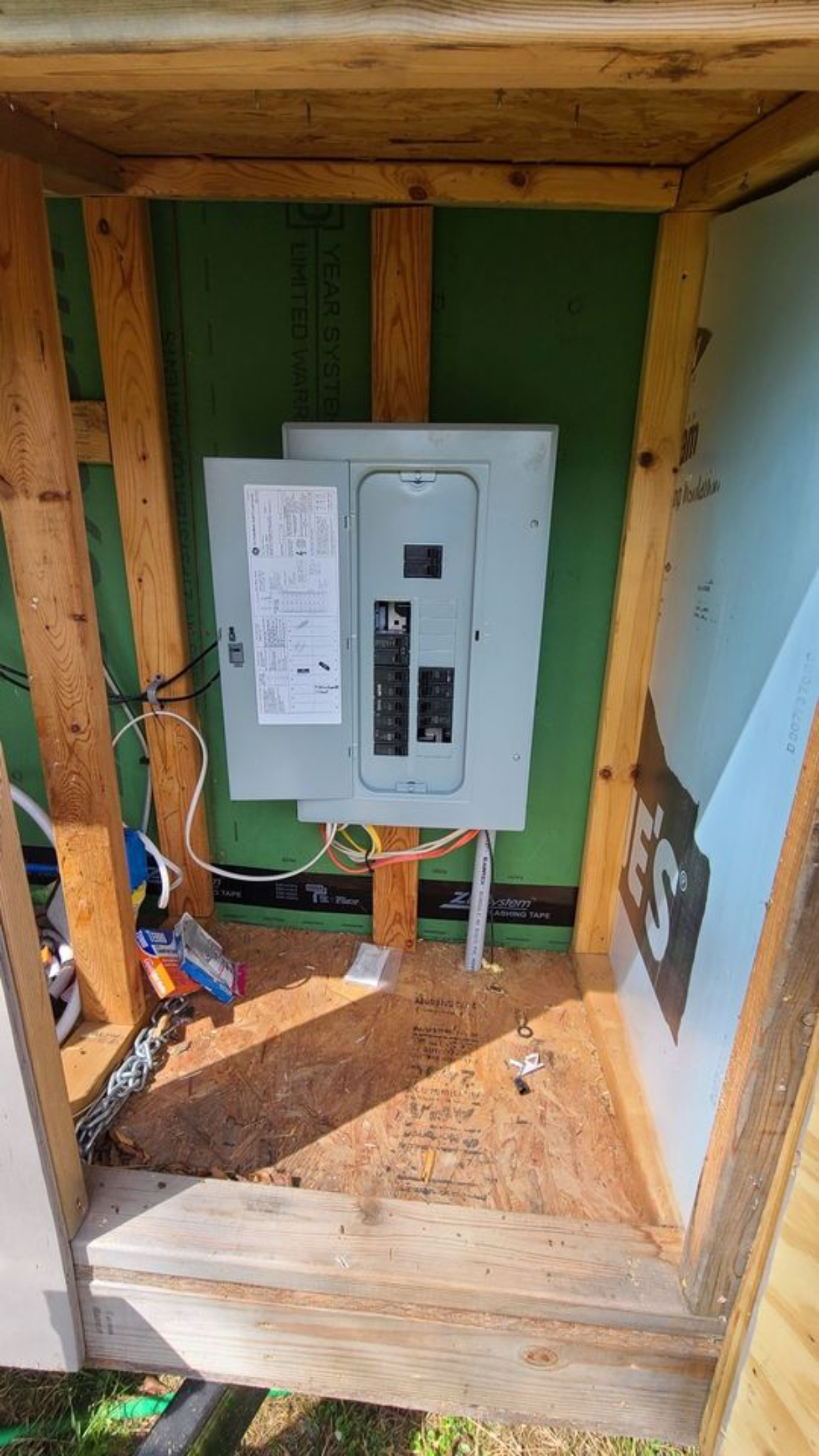 Electrical box outside the 24' Tiny Home