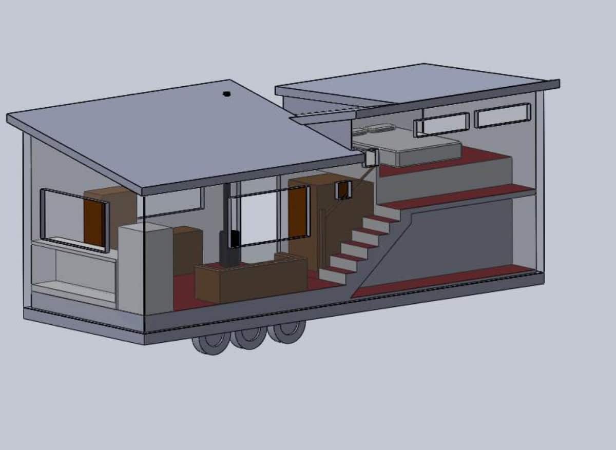 Blue print of 400 sf Tiny House on Trailer