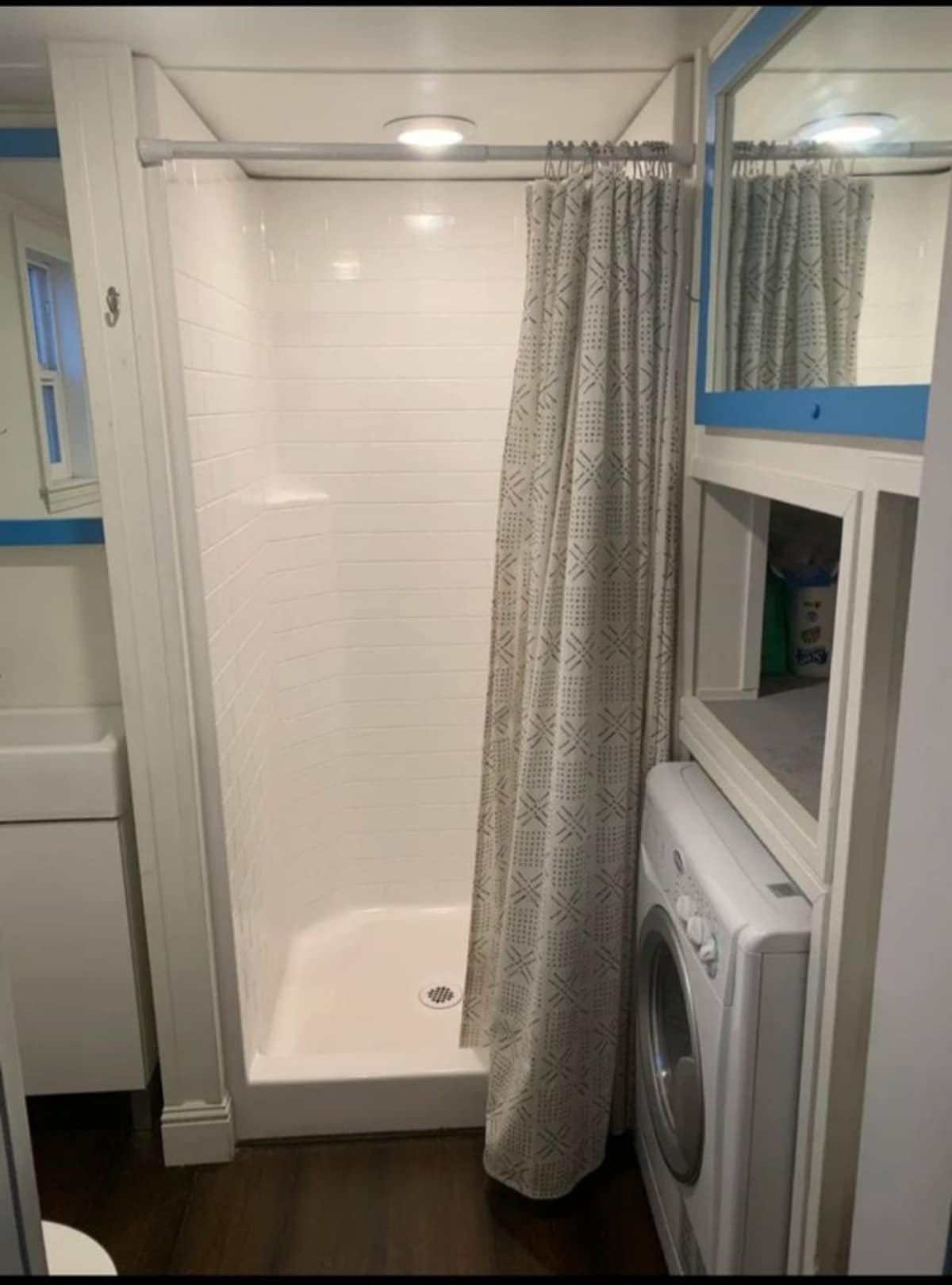 Separate shower area of 22' Custom Tiny House