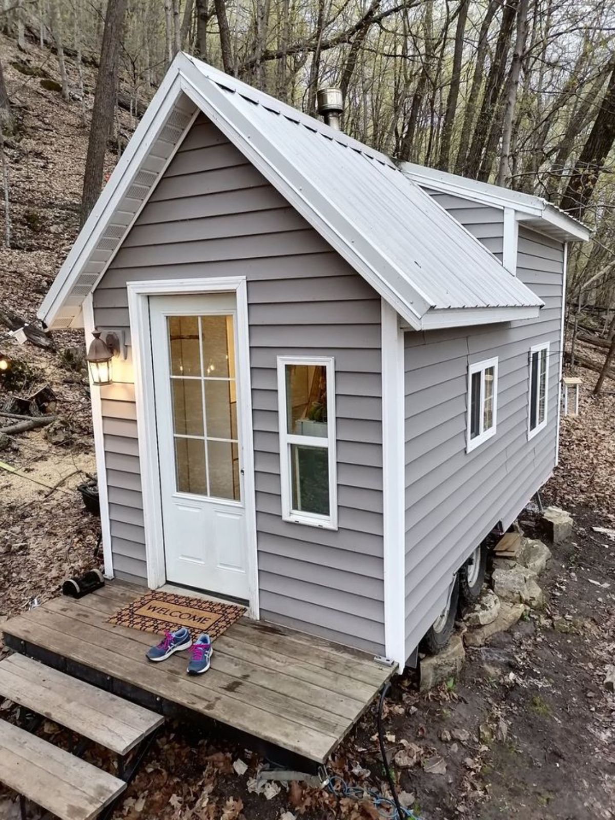 Super classy exterior of 22' Tiny Cabin