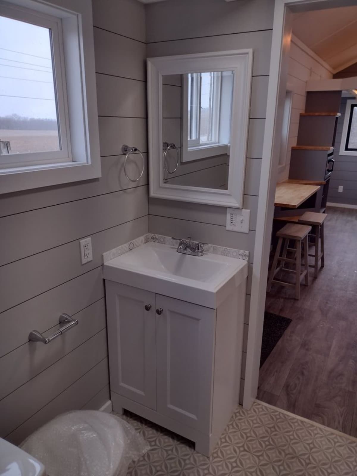 Sink with vanity and mirror
