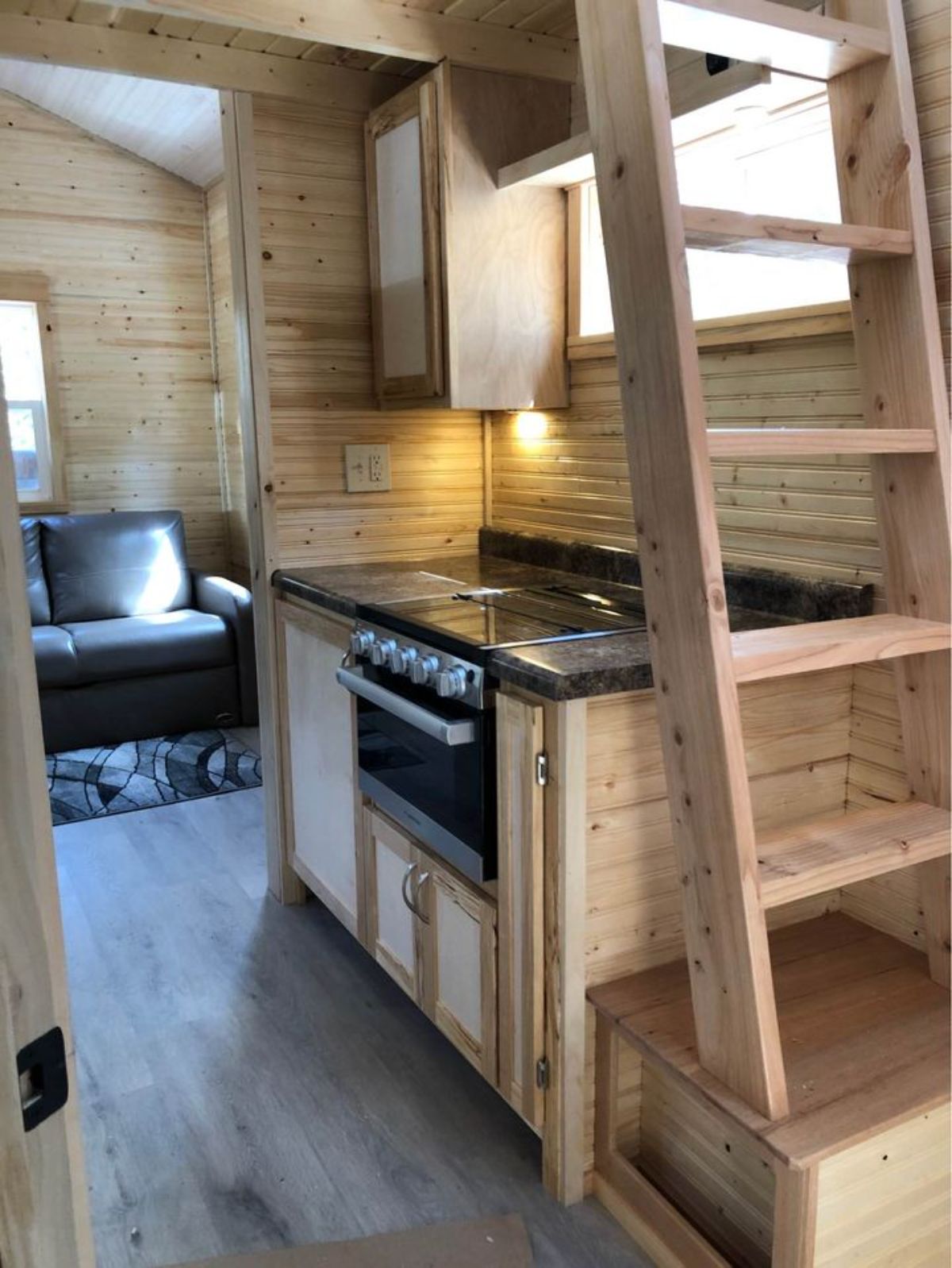 Kitchen area of 200 sf Luxury Wooden Cabin