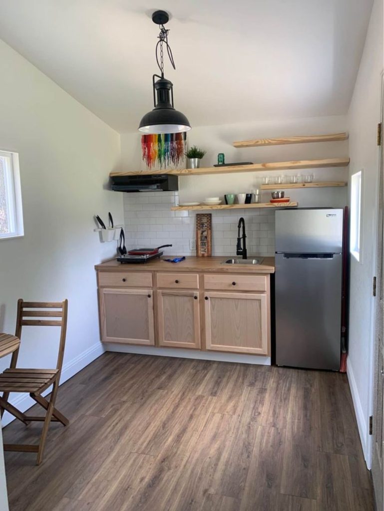 Kitchen area of 24' Cabin Cottage Tiny House