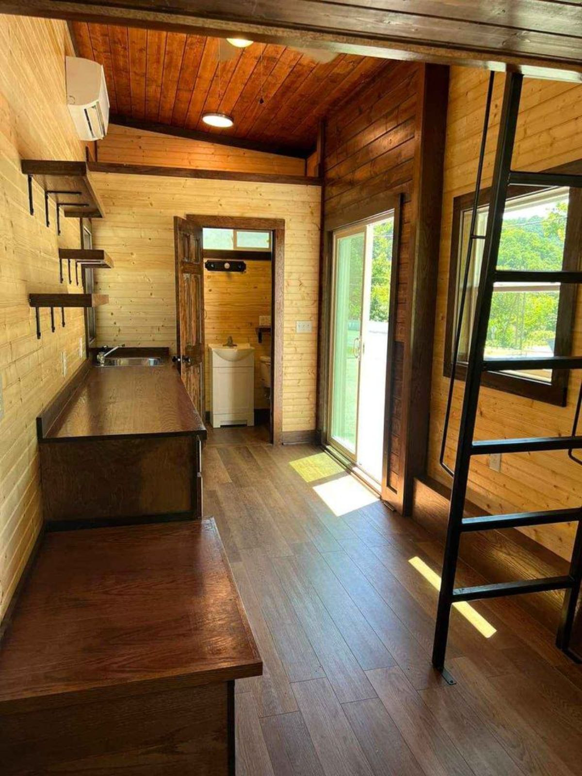 Wooden interior of Spacious Tiny House