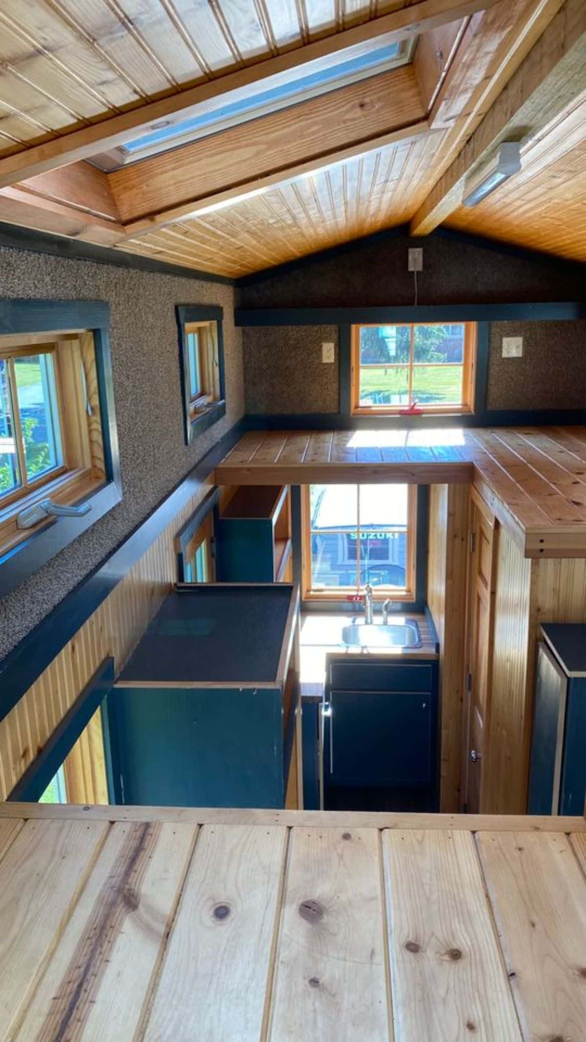 Wooden interiors of 20’ Cozy Tiny House