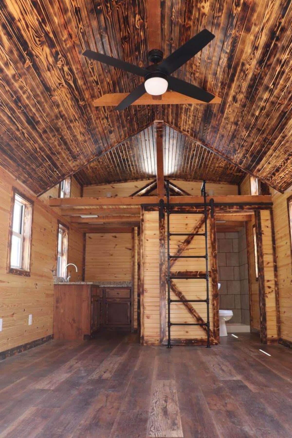 Kitchen area of 24’ Tiny Cabin in Missouri