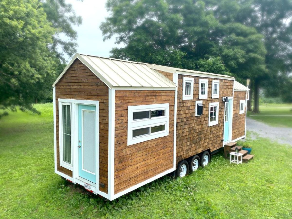 Stunning exterior of 32’ Custom Tiny House