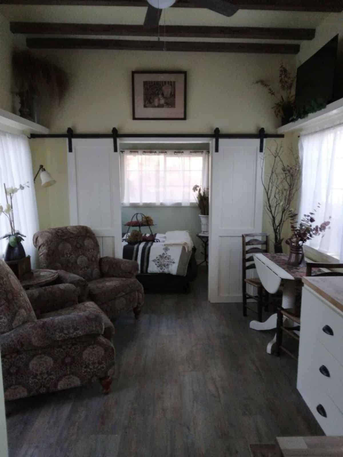 Stunning waterproof vinyl oak flooring interiors of 2 Bedroom Tiny House
