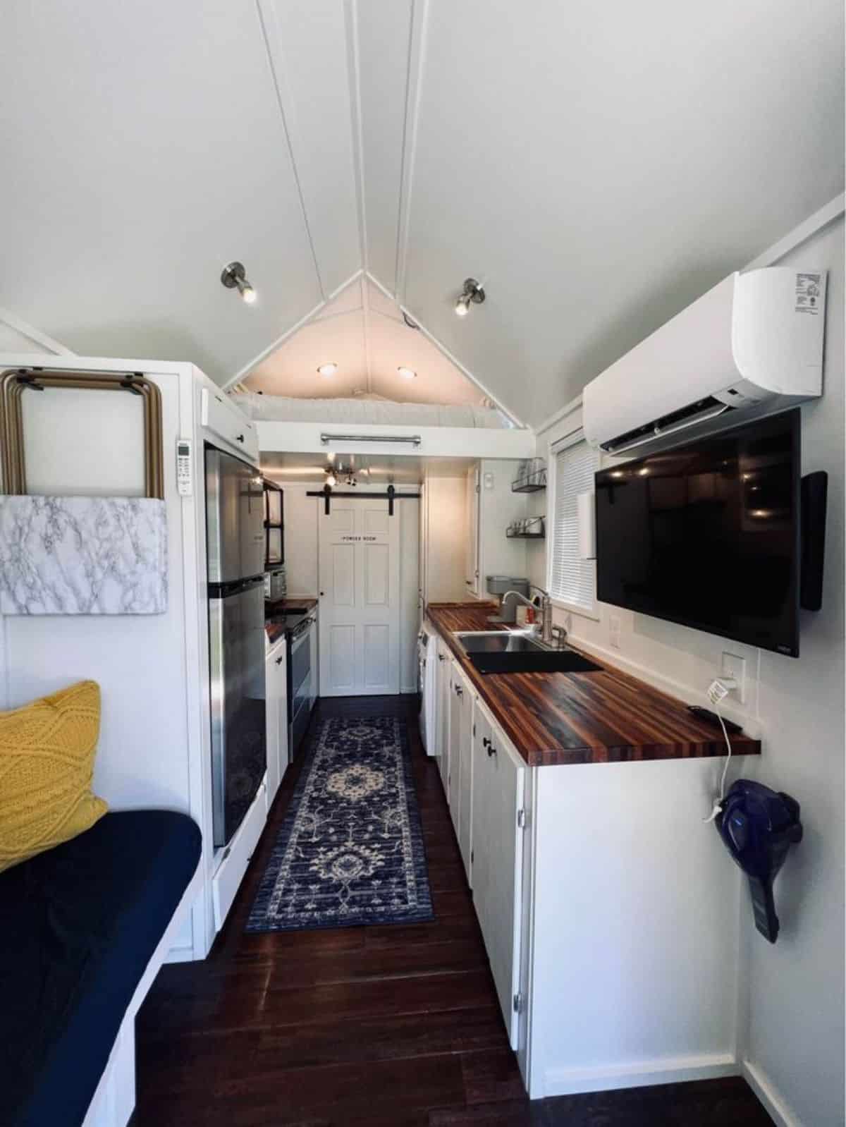 Classy white interiors of 20’ Furnished Tiny Home