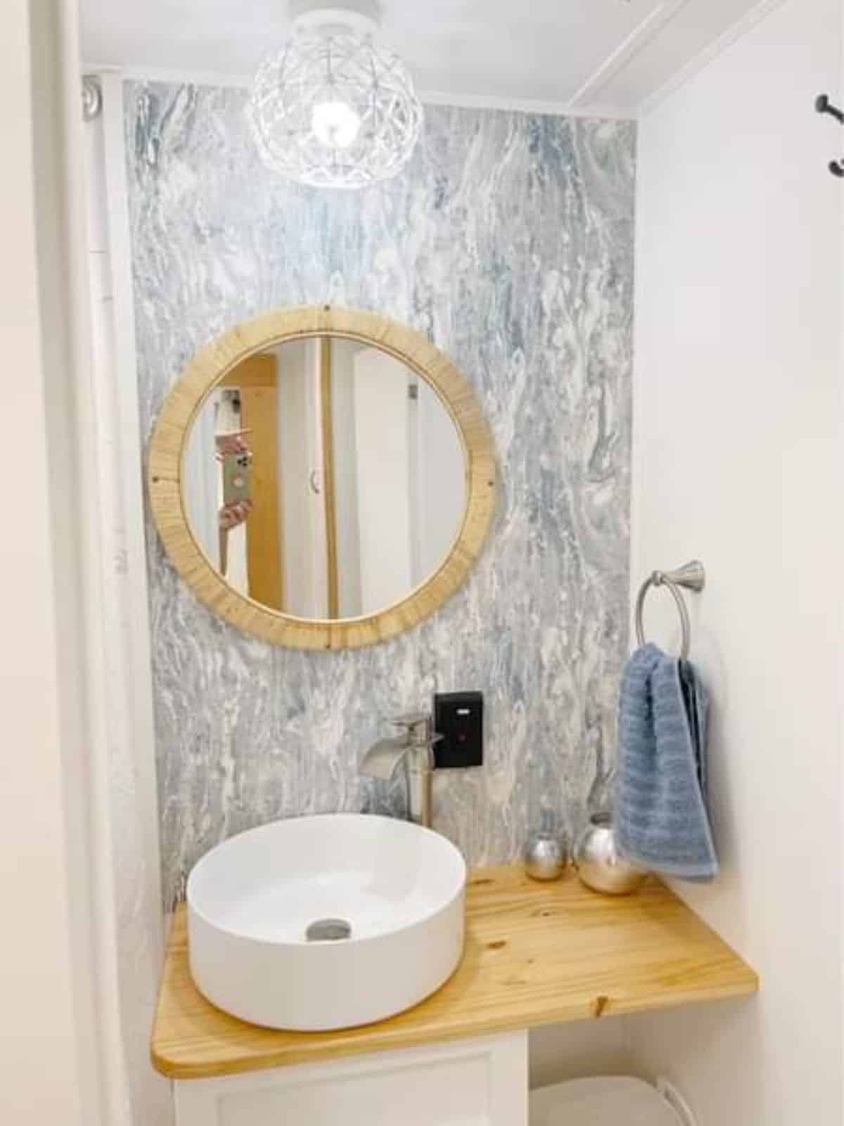 Bathroom of 32' Renovated Tiny Home On Wheels is very gorgeous and stylish