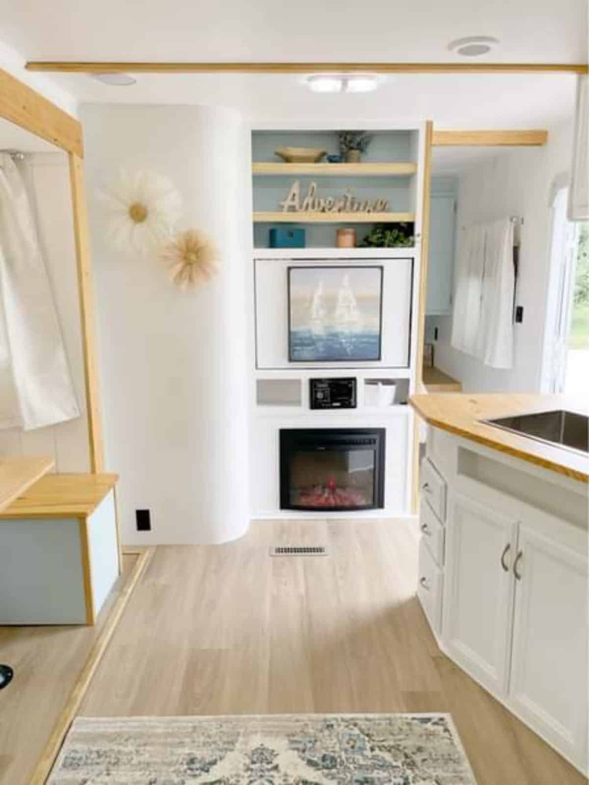 Stunning white interiors of 32' Renovated Tiny Home On Wheels