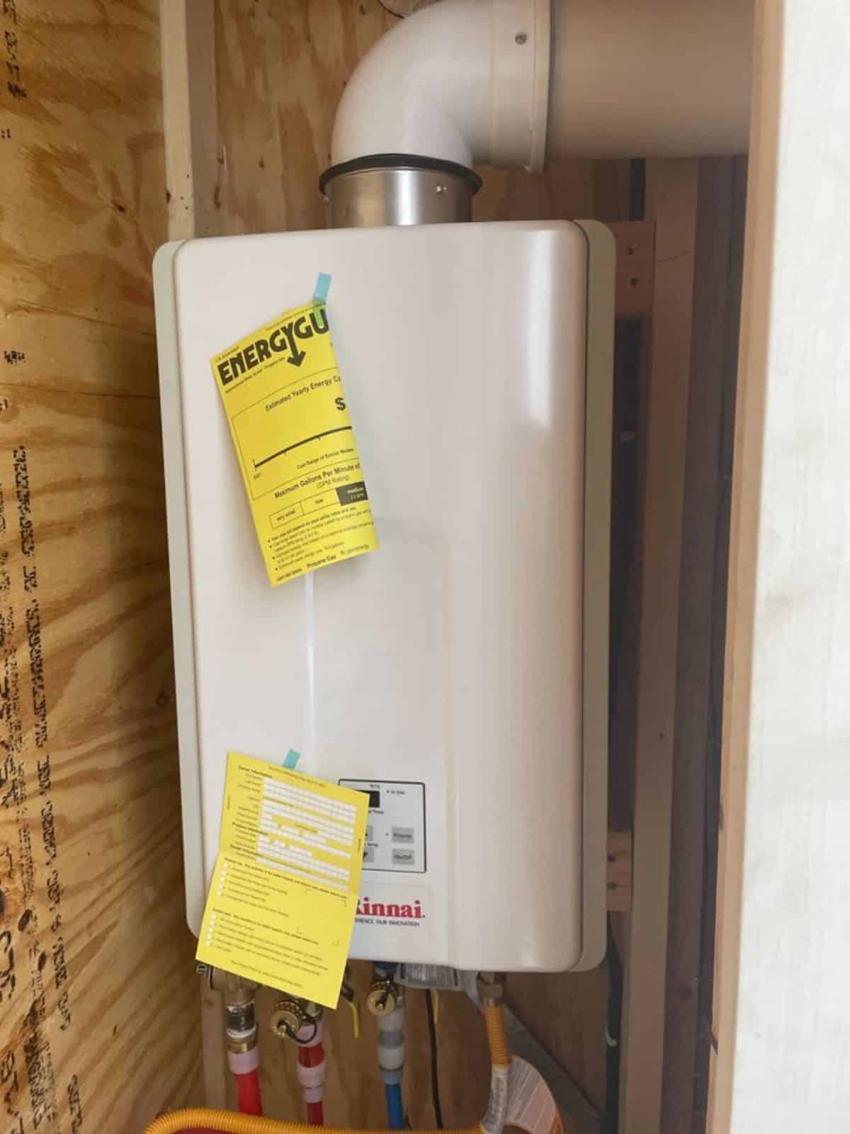 Hot water tank is also installed in the bathroom