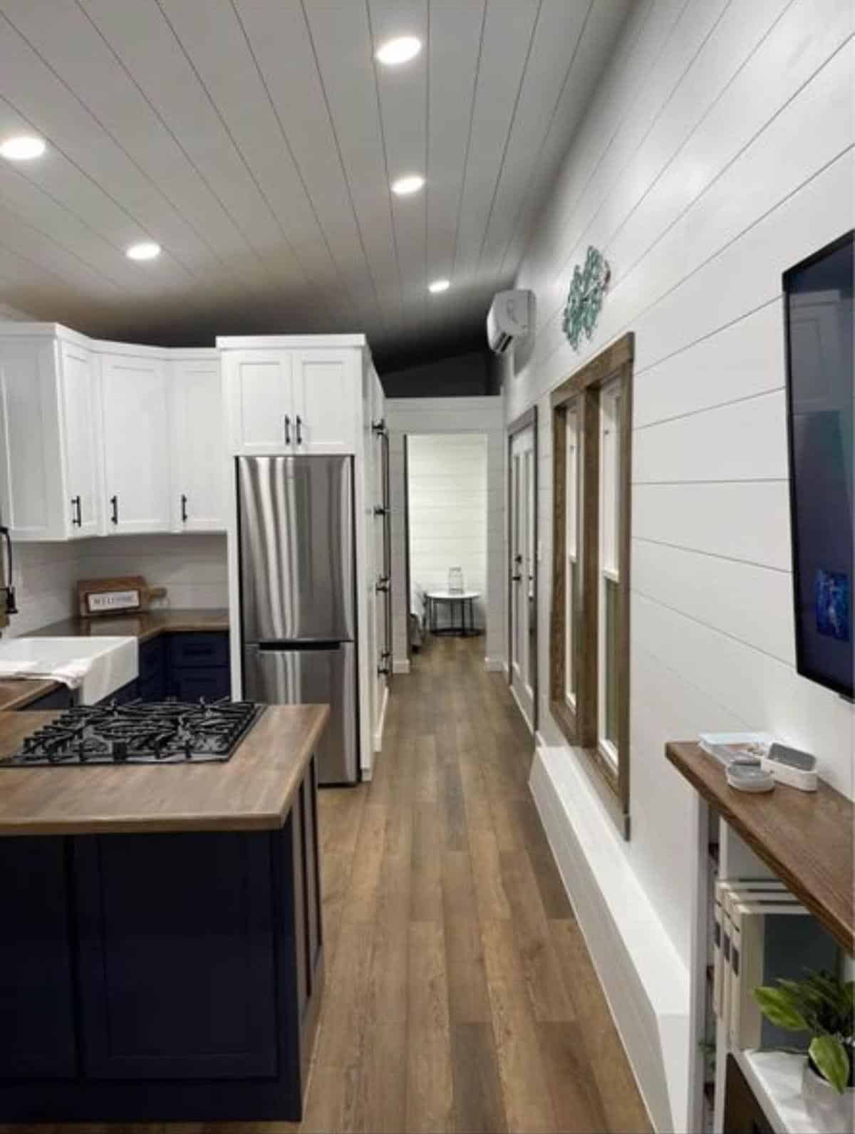 Gorgeous white interiors of 34’ Bumper Pull Tiny Home