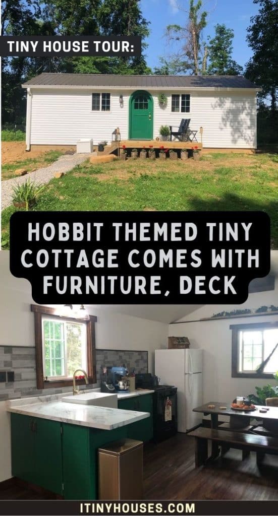 Hobbit Themed Tiny Cottage Comes with Furniture, Deck PIN (1)