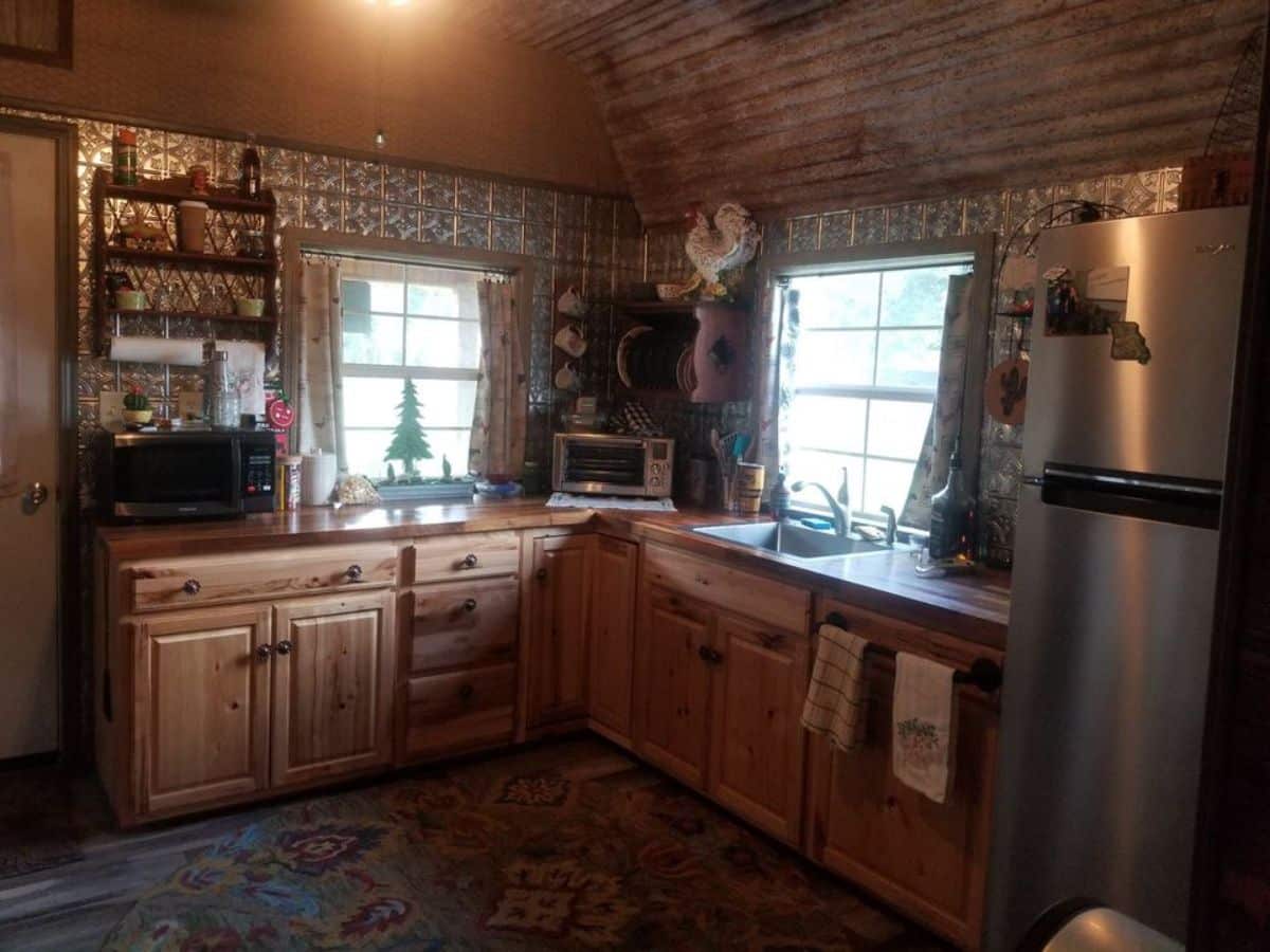 Well organized and equipped kitchen of Tiny Studio Farm is a perfect couples retreat!