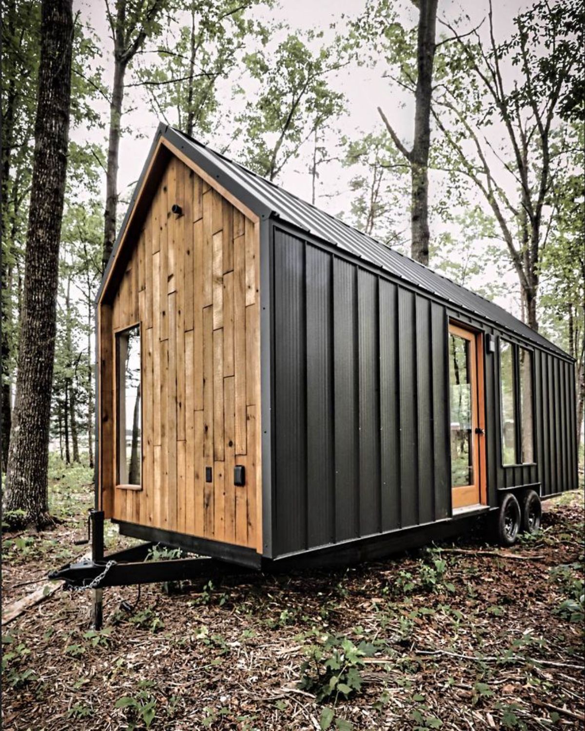 Main entrance view of 24’ Weekender is the Perfect Nomadic Tiny Home