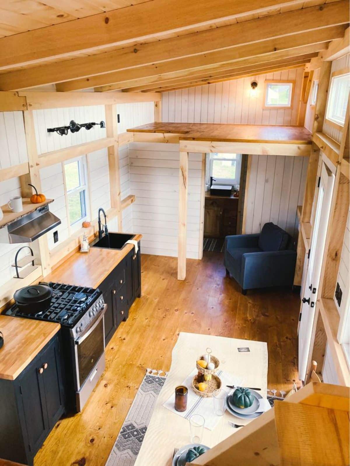 Stunning wooden interiors of 30' Delightful Tiny House