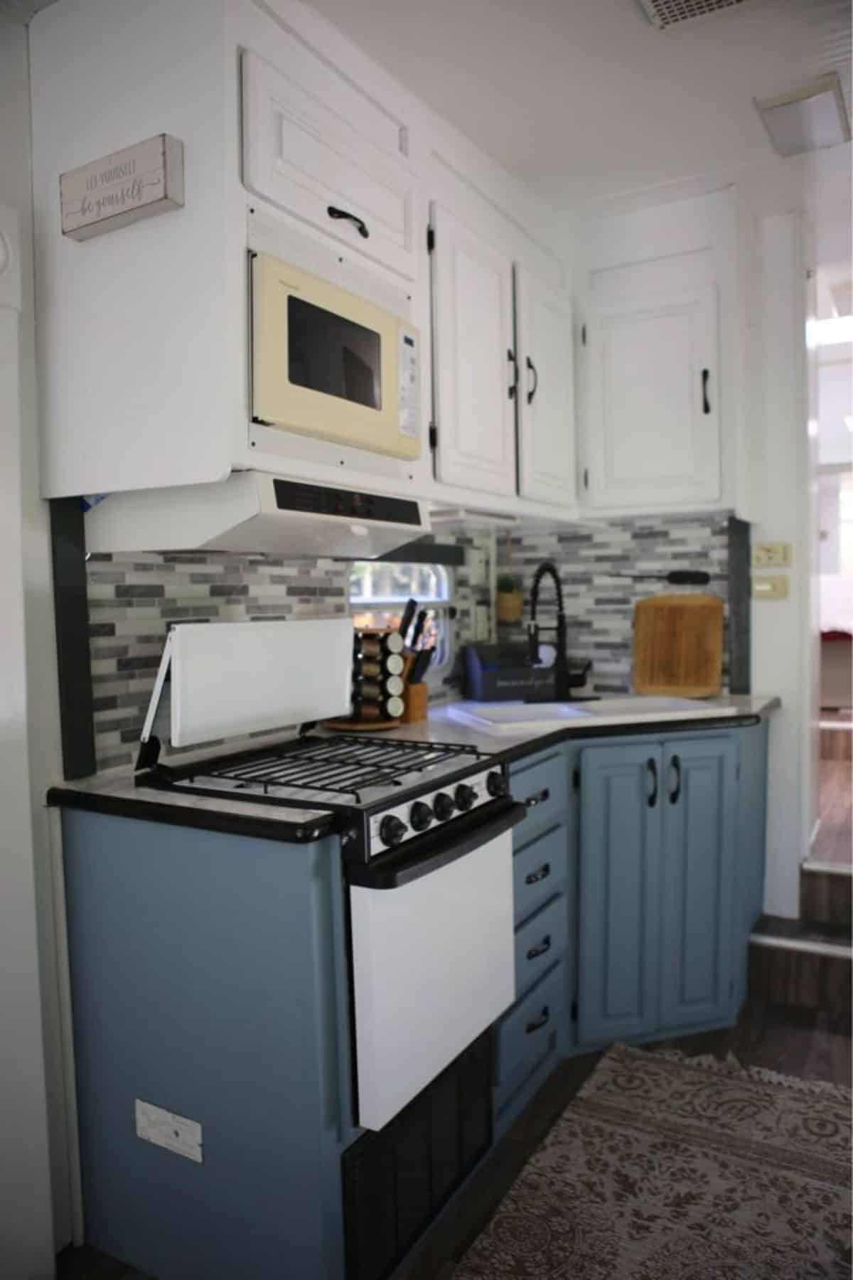 Kitchen is compact but stylish
