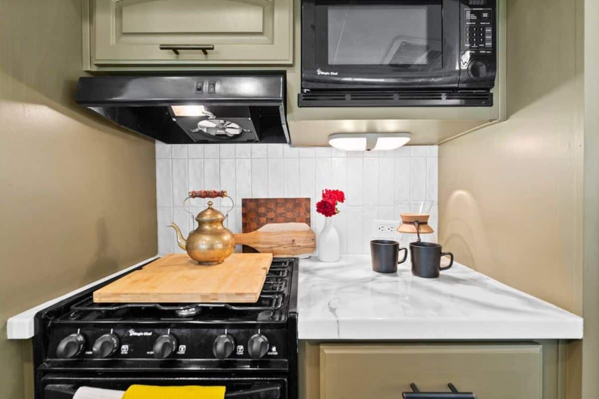 Compact but well organized kitchenette of Professionally Built Tiny Home