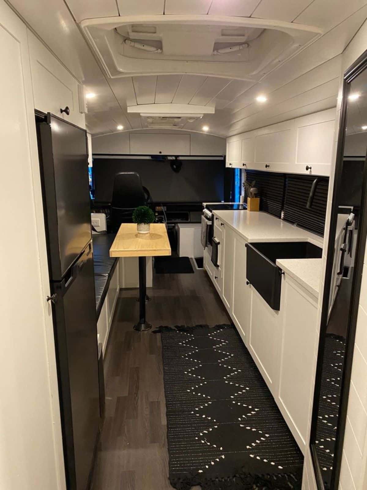 Amazing black and white interiors of Professionally Built Tiny Home on wheels