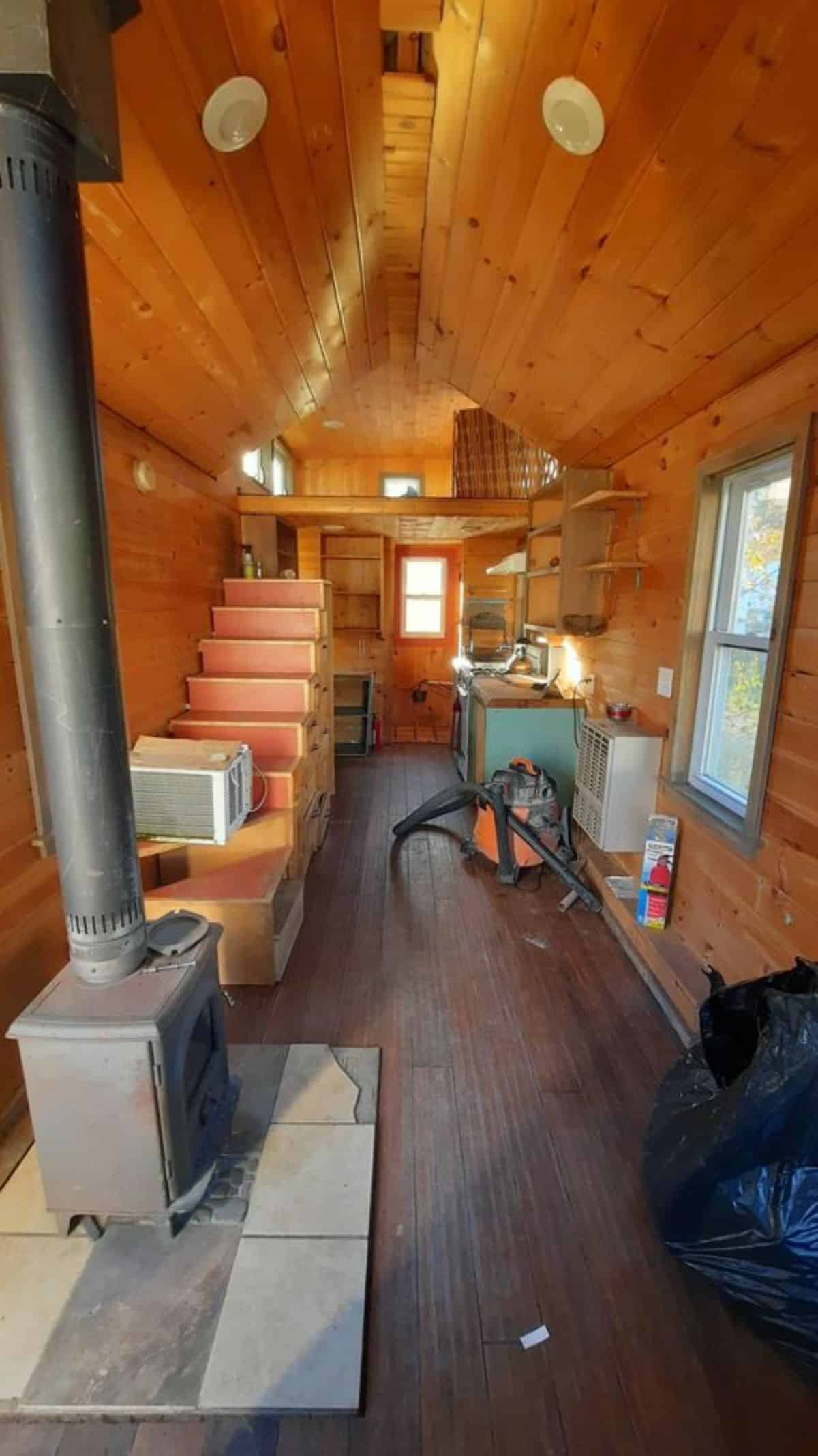 Classic wooden interiors of 24' Tiny House