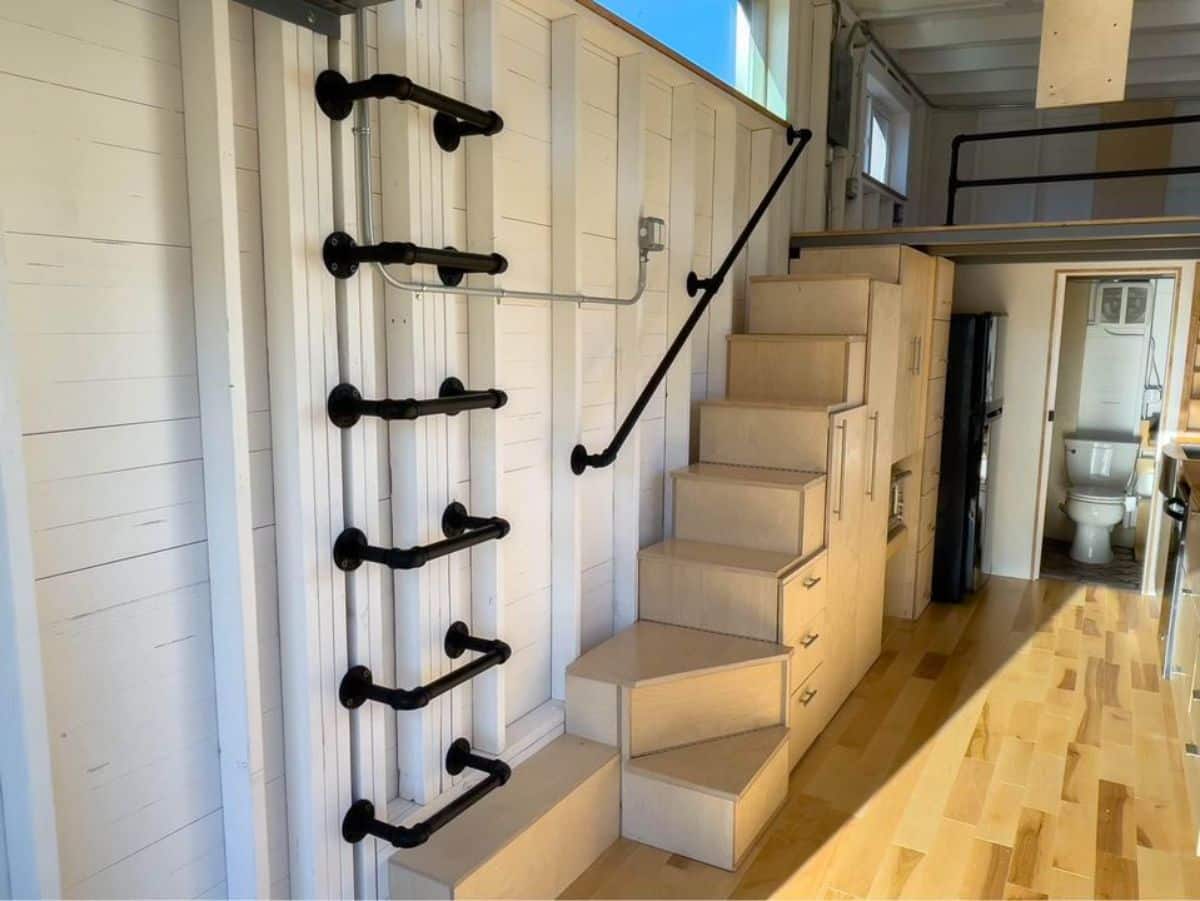 Multi purpose stairs with lots of storage of Fine Tiny Home