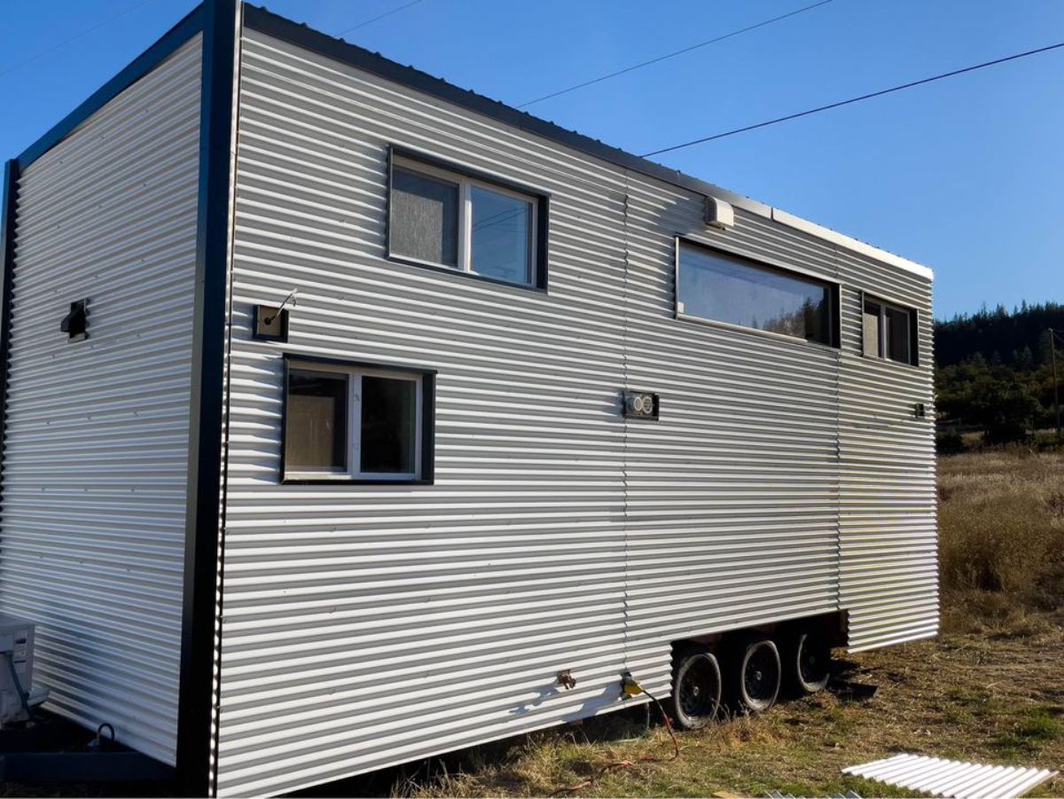 Stunning grey exterior of 26' Arctic Fox is a Fine Tiny Home
