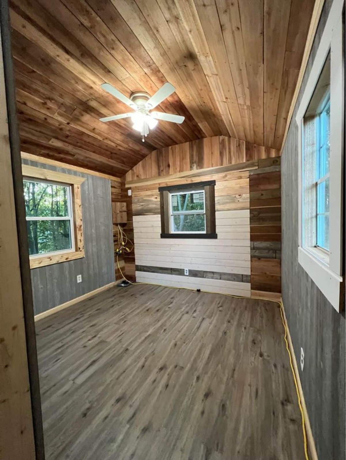Main floor bedroom area of Affordable Tiny Home