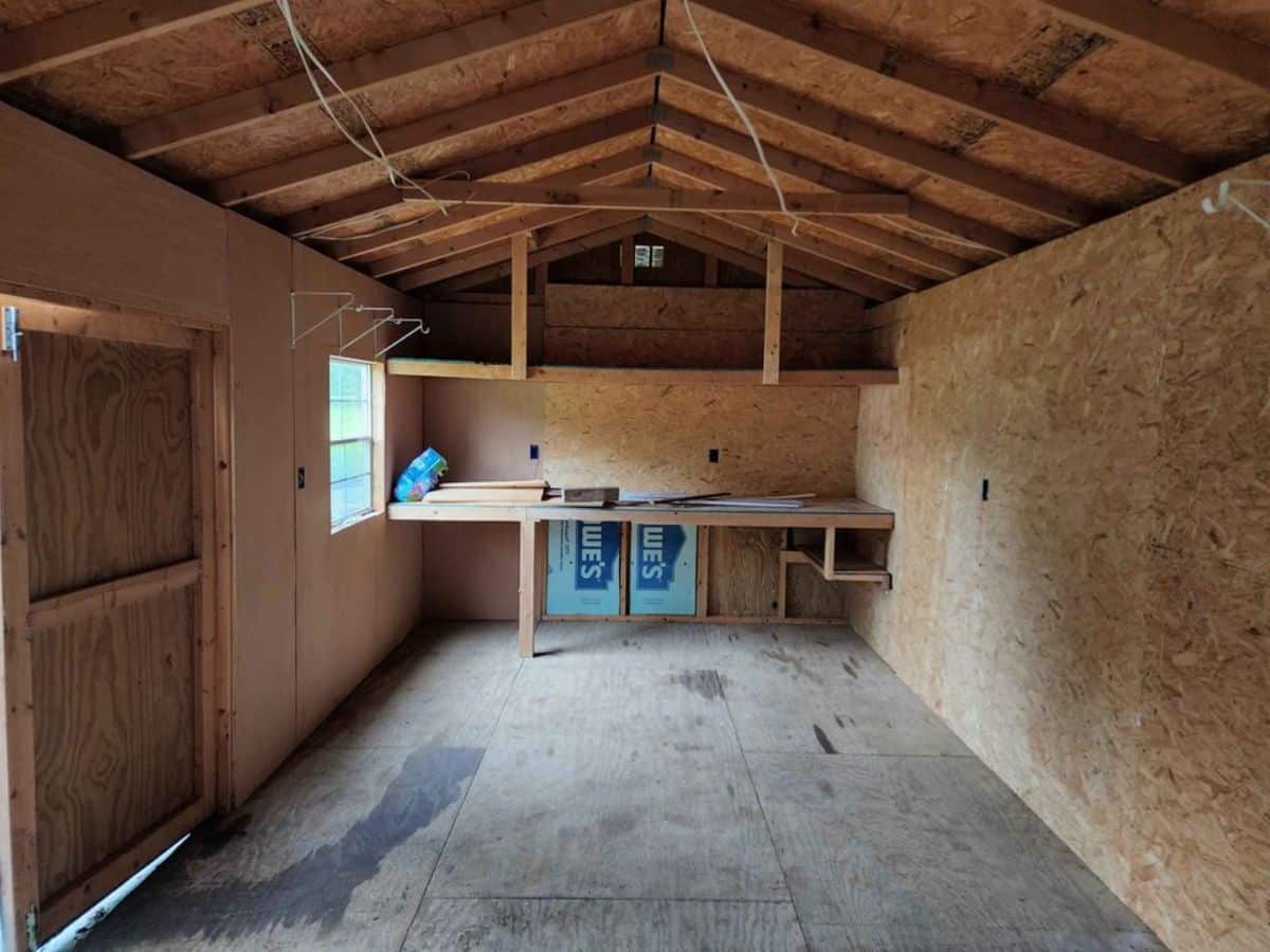 Unfurnished kitchen area of budget tiny house