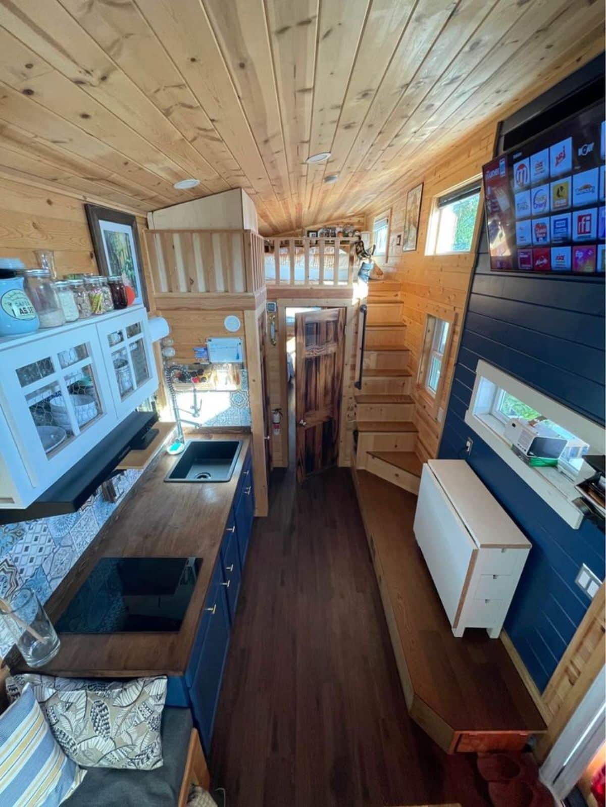 Wooden interiors of Lakefront Tiny House