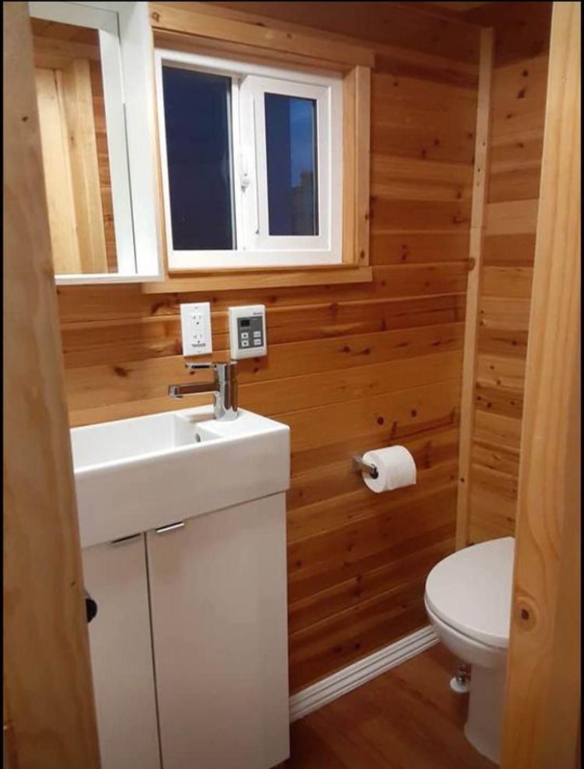 Electric points in bathroom of 18' Tiny Home