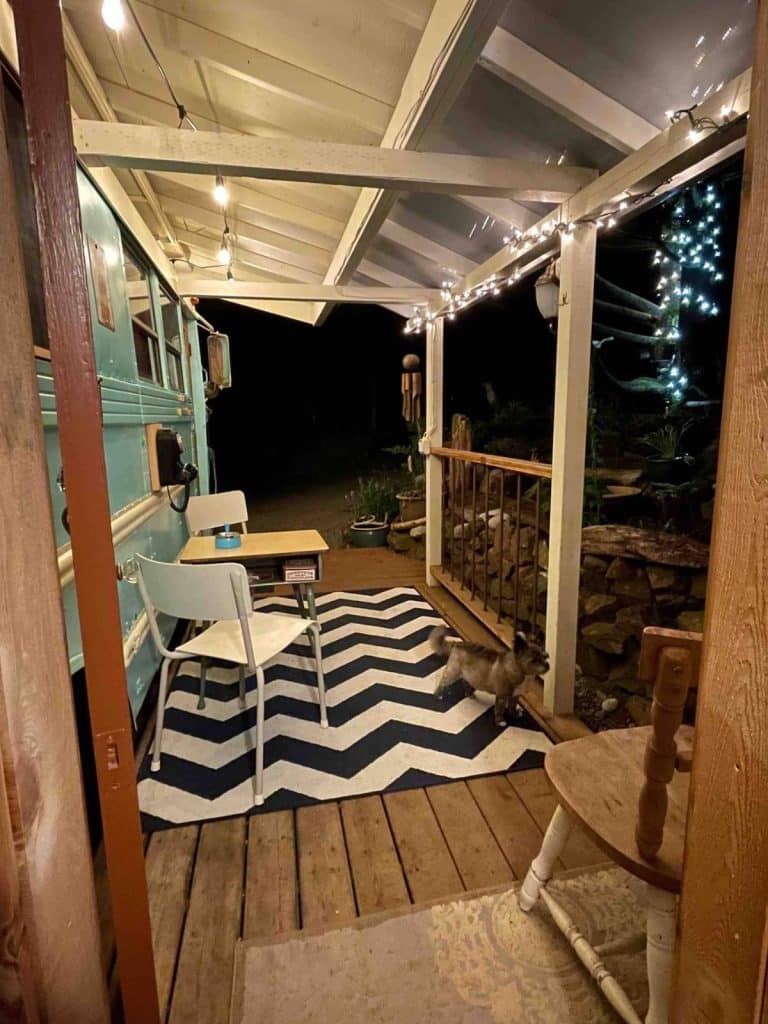 front porch on converted bus