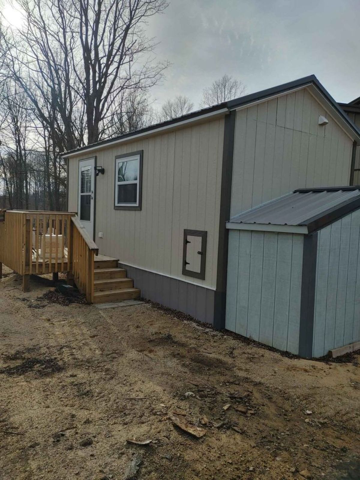 Main entrance view of 20’ fully furnished tiny home